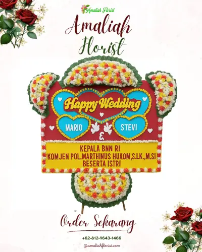 Karangan Papan Bunga Pernikahan di Tileng